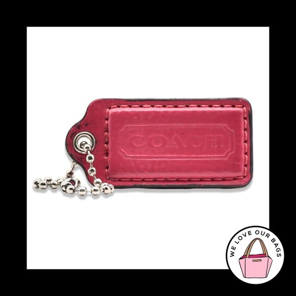2" Medium COACH Pink Patent Leather Nickel Key Fob Bag Charm Keychain Hang Tag - Picture 1 of 1